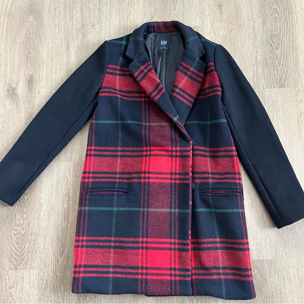 Gap Tartan Red Plaid Driving Coat XS
